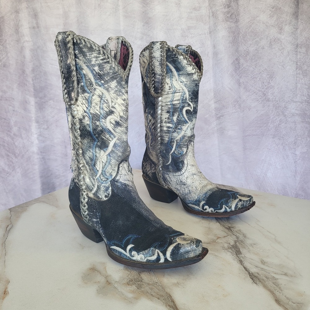 Charlie1 Horse by Lucchese Distressed Leather Western Cowboy Boots 7 B Womens
